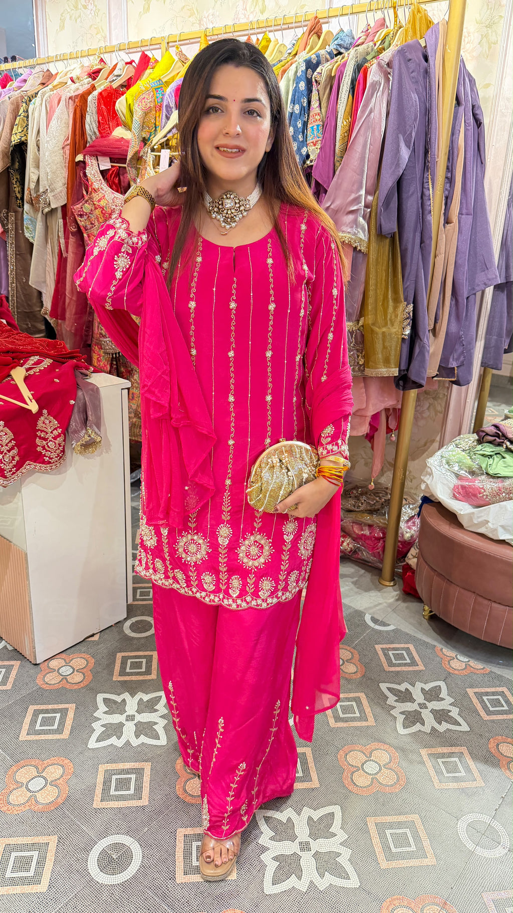 Designer Punjabi kurti palazzo Suit set