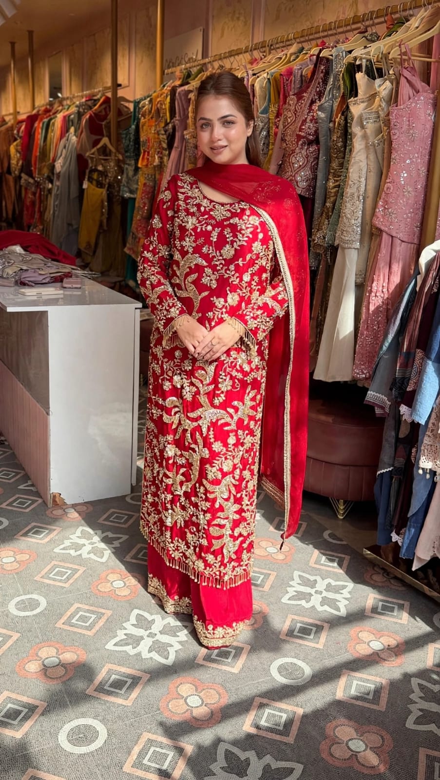 Heavy Embroidered  Pakistani A Straight-Cut Kurta Palazzo Set & Duptta