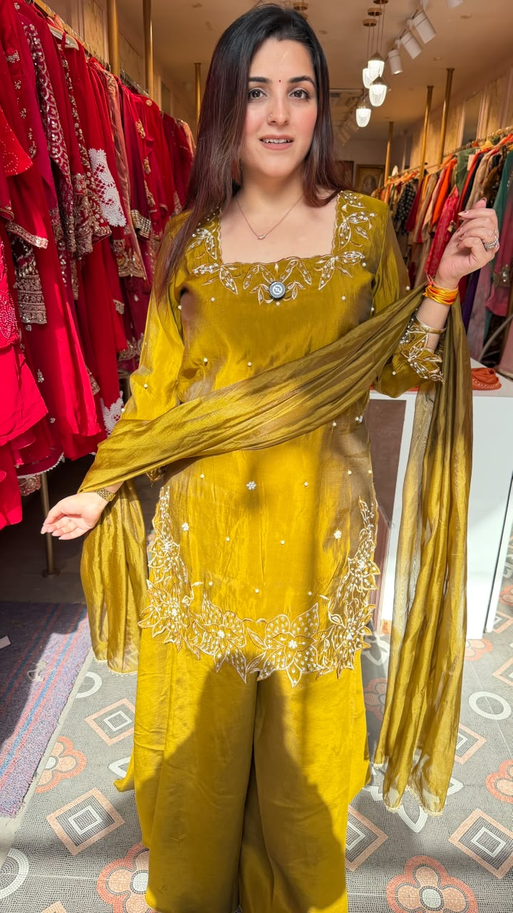 A-Line Kurta Set Sharara heavily flared with Dupatta