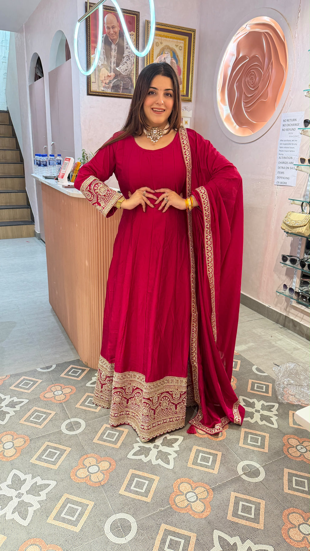 Floor-Length Anarkali Suit with Heavy Zari Border