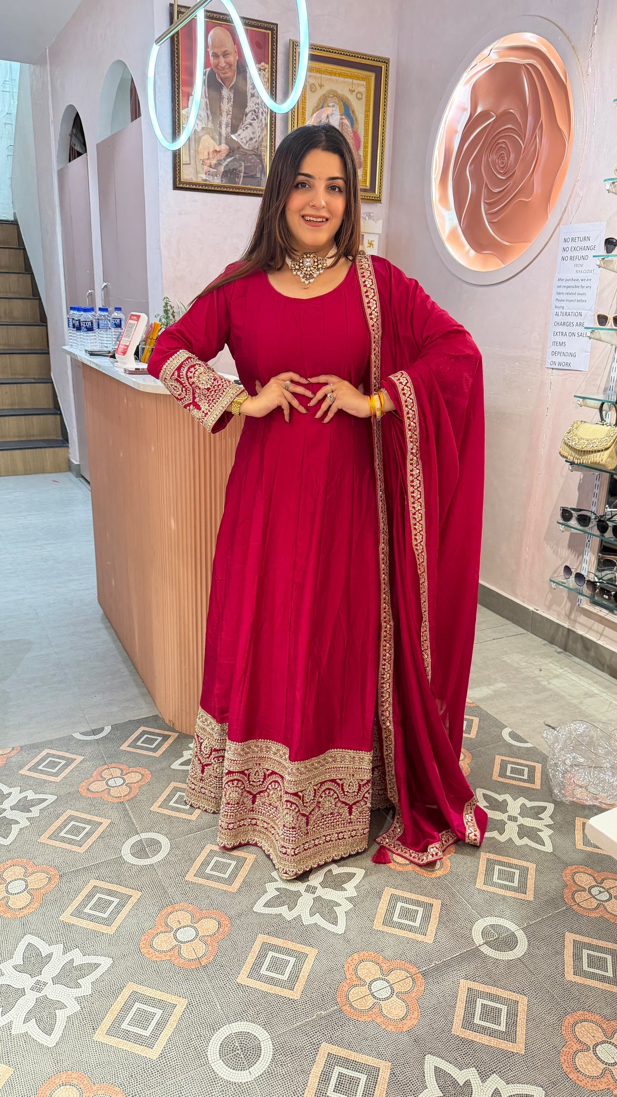 Floor-Length Anarkali Suit with Heavy Zari Border
