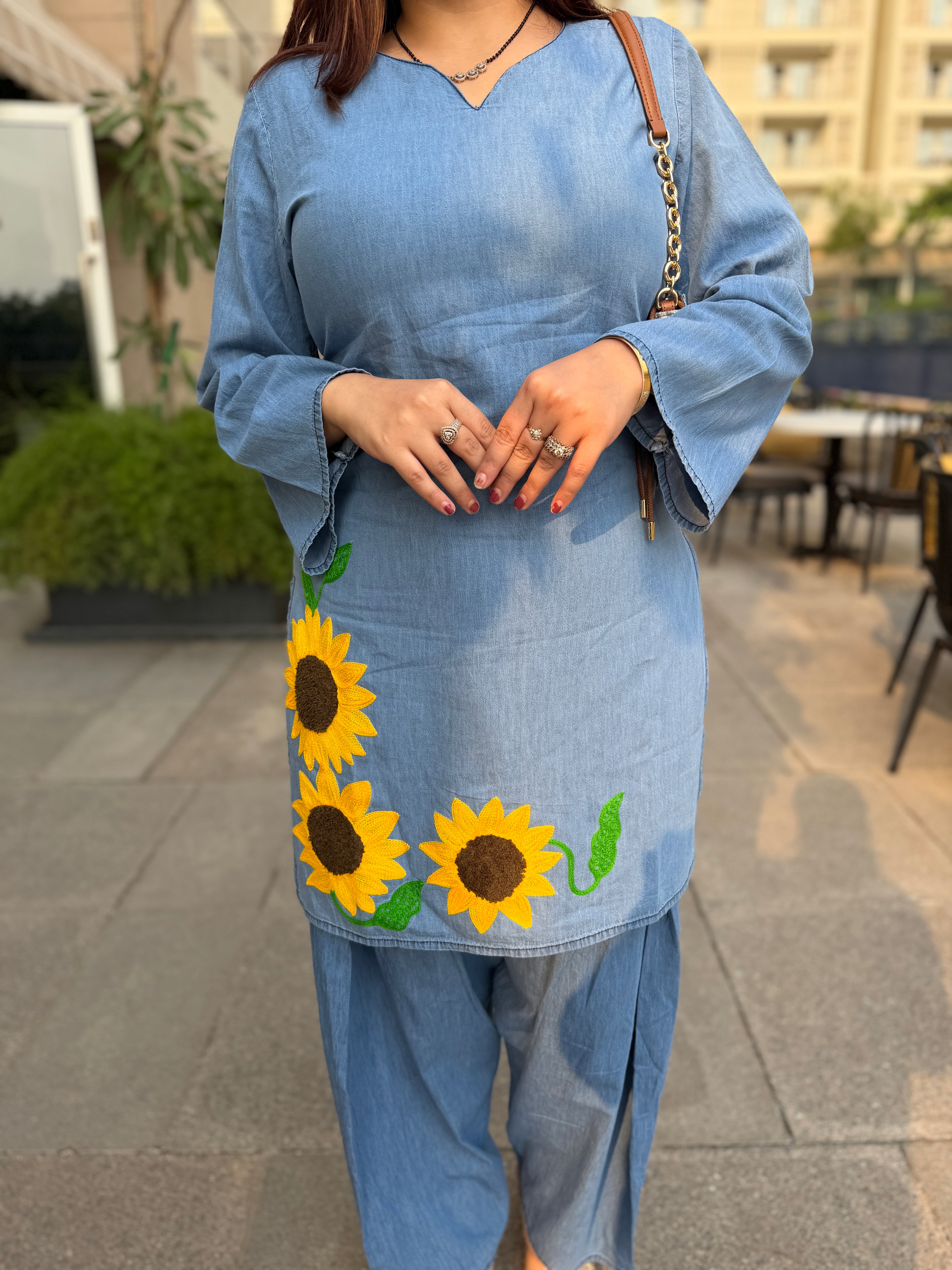 Sunny petals denim coord set