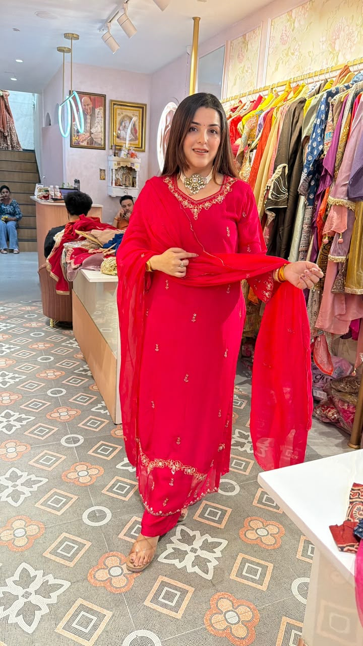 Classic Embroidered Indian Straight-Cut Suit.
