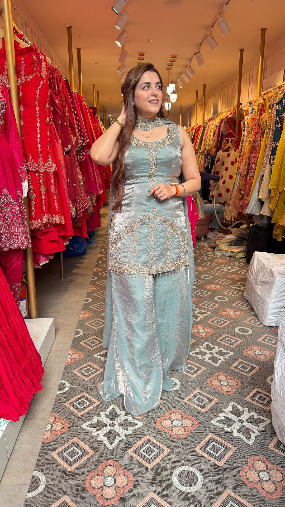 Contemporary sharara-style bottom Suit