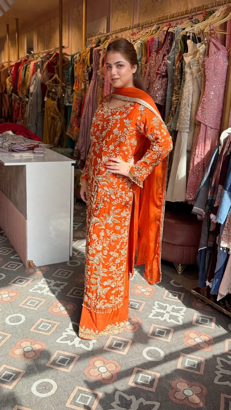 Heavy Embroidered  Pakistani A Straight-Cut Kurta Palazzo Set & Duptta