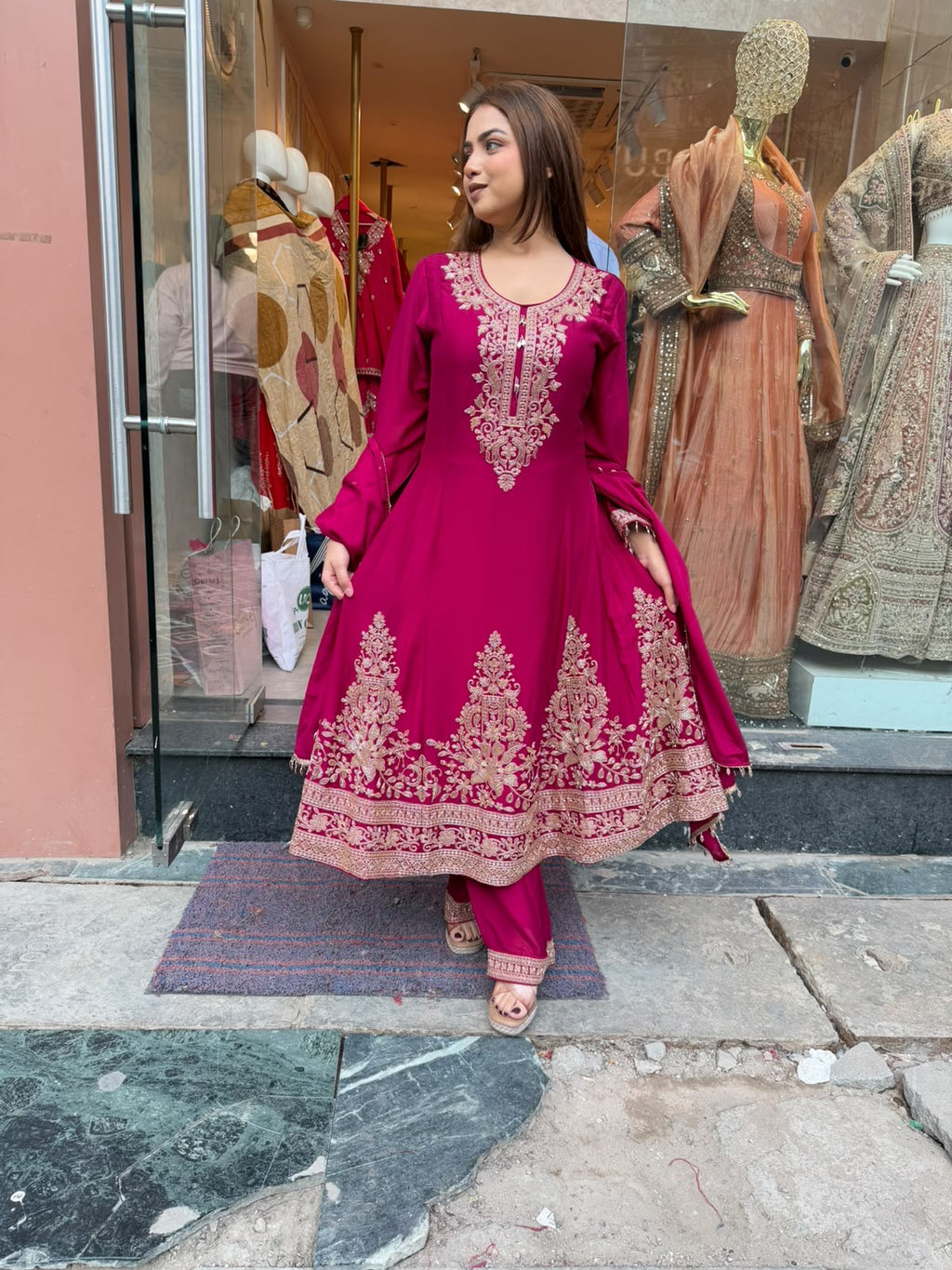 Royal Magenta Embroidered Anarkali Suit