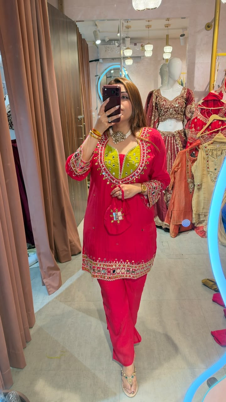 Mirror-Work Festive Kurta Set