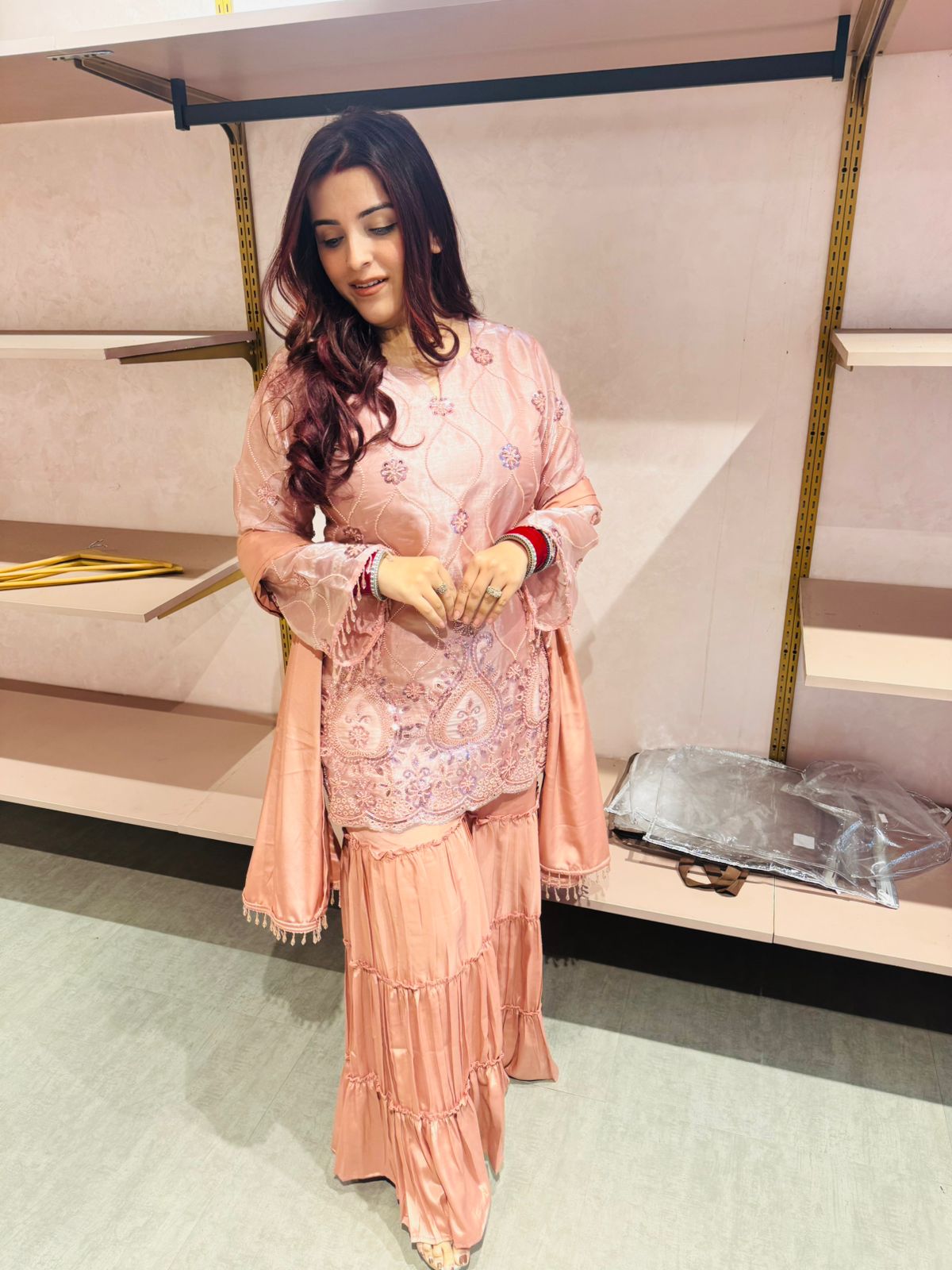 Nona Embroidered Kurti Sharara Set