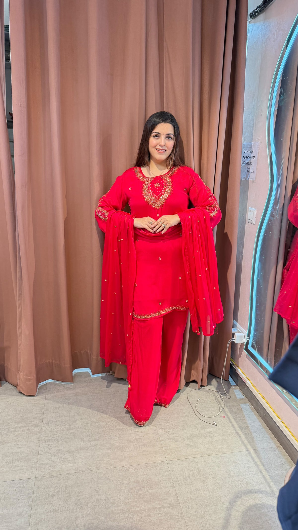 Hot Pink Embroidered Straight-Cut Salwar Suit