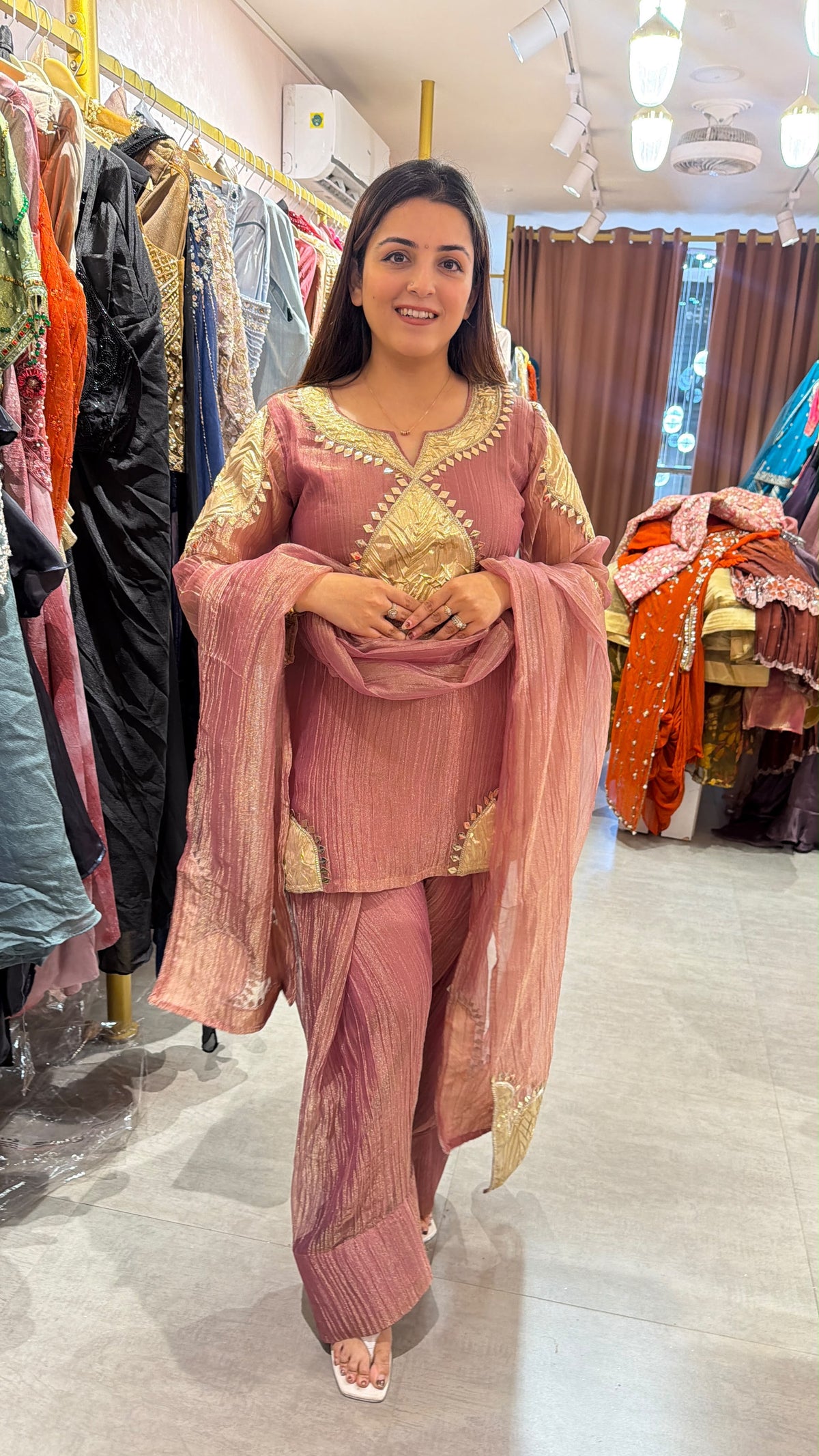 Gota Patti work Kurta–Pant Set with Dupatta