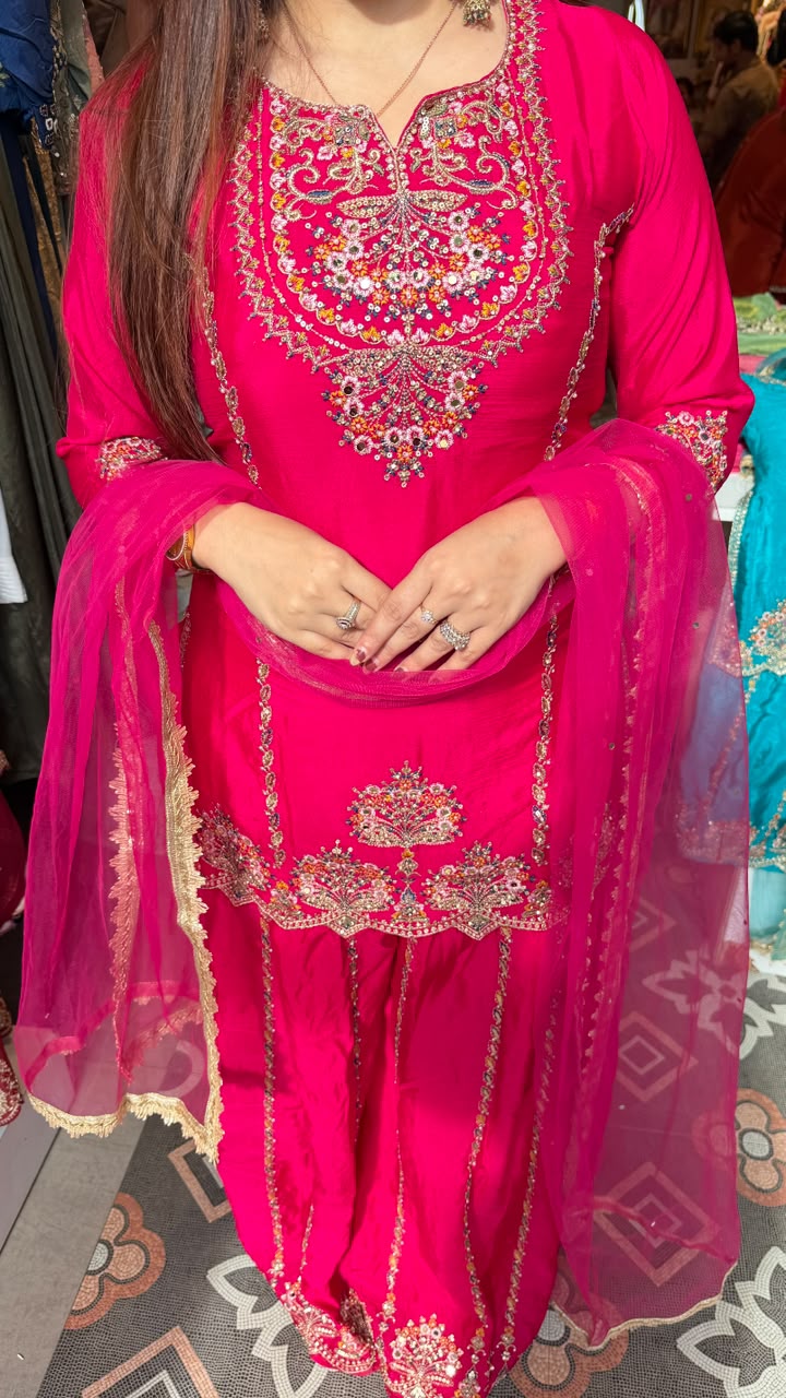 Multy colour Embroidered Sharara Pakistani-Style Festive Suit