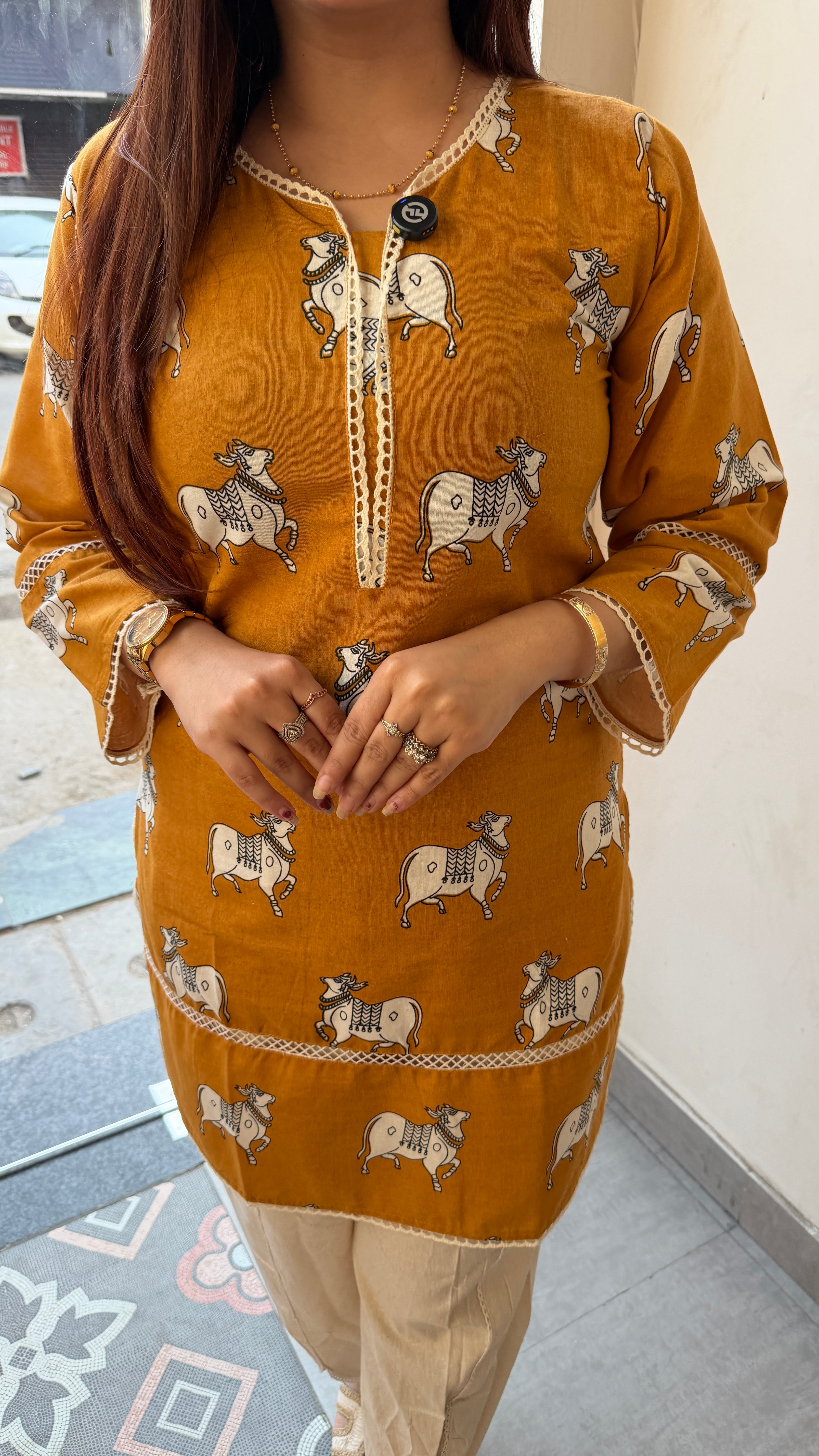 Cow Print Cotton Kurti with Tulip Pants