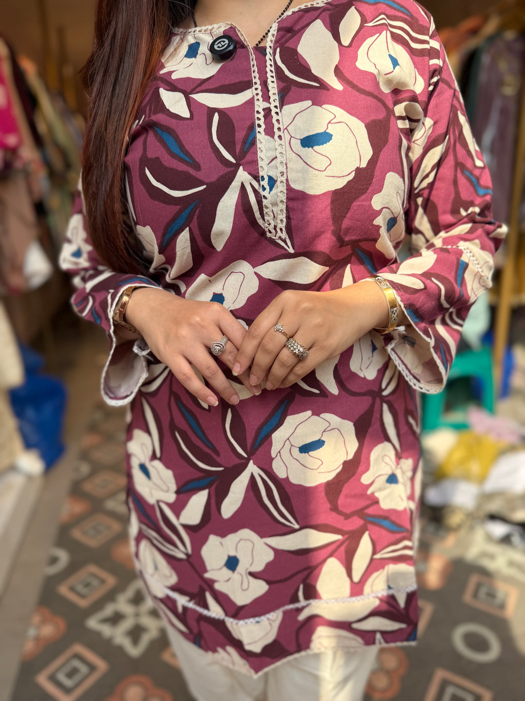 Berry bloom floral tulip pants set