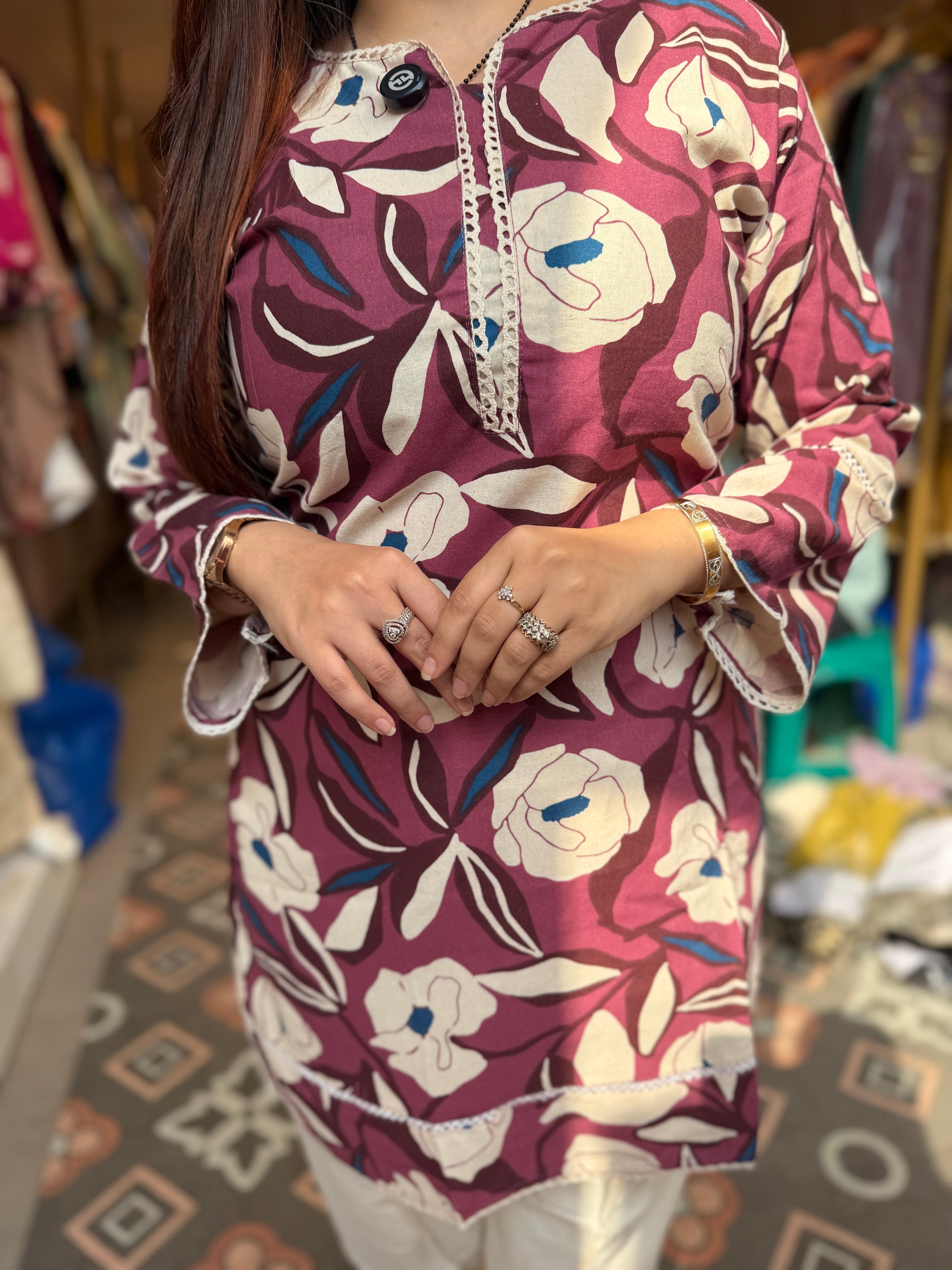 Berry bloom floral tulip pants set