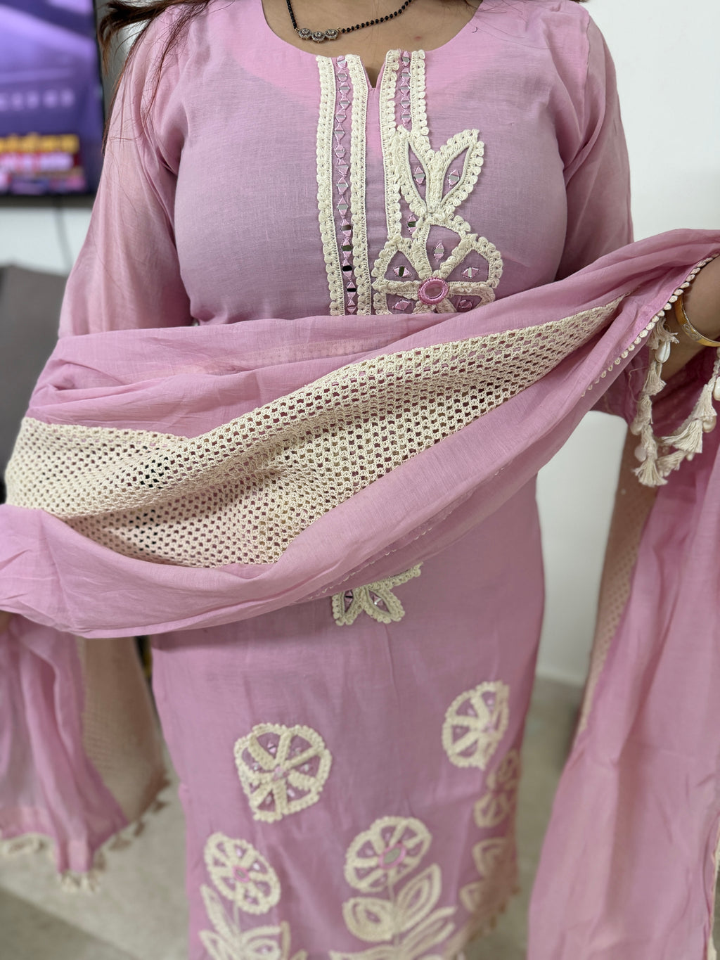 Blush Pink Embroidered Kurta Set with Dupatta