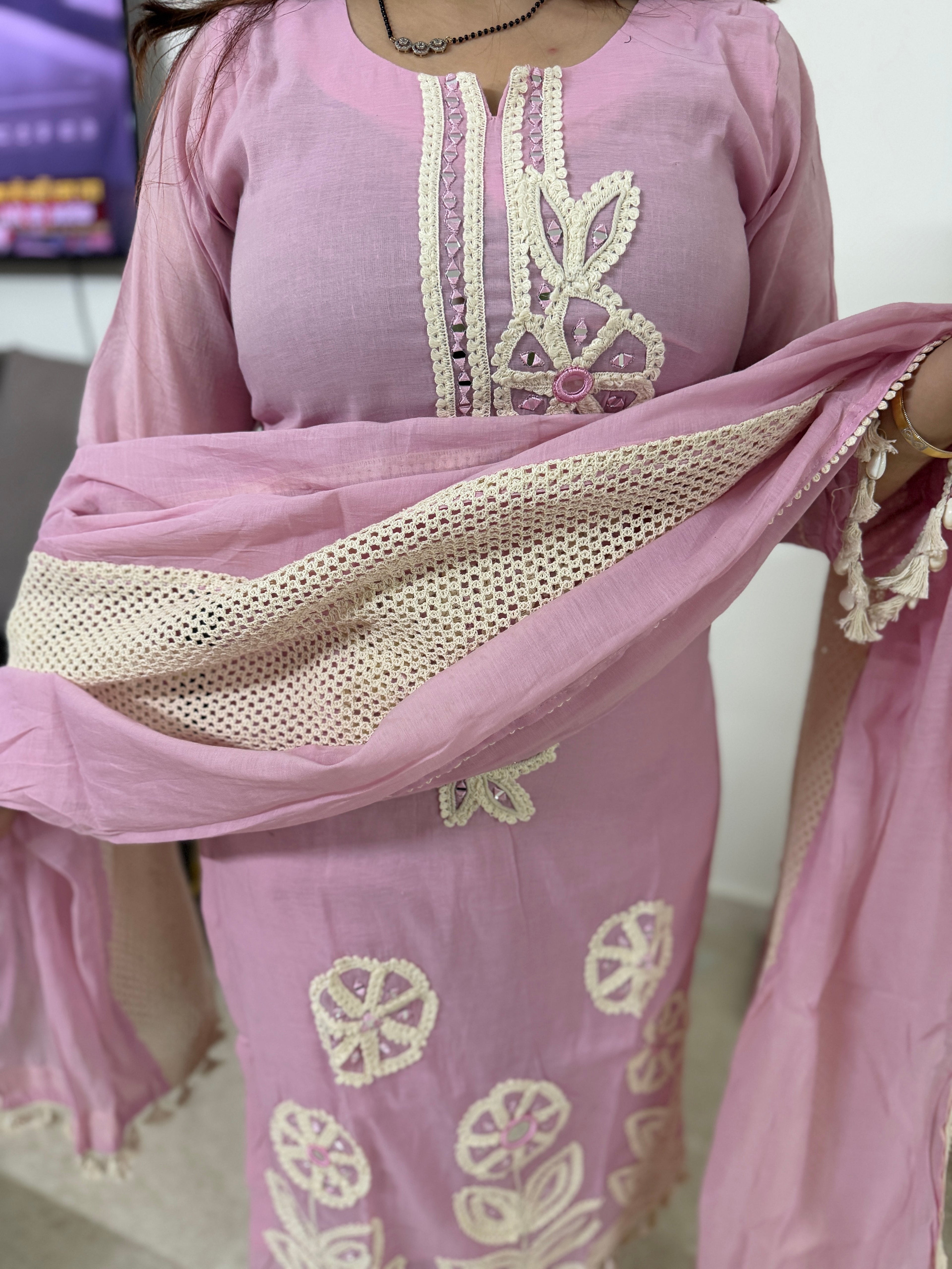 Blush Pink Embroidered Kurta Set with Dupatta