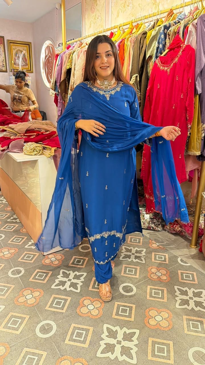 Classic Embroidered Indian Straight-Cut Suit.