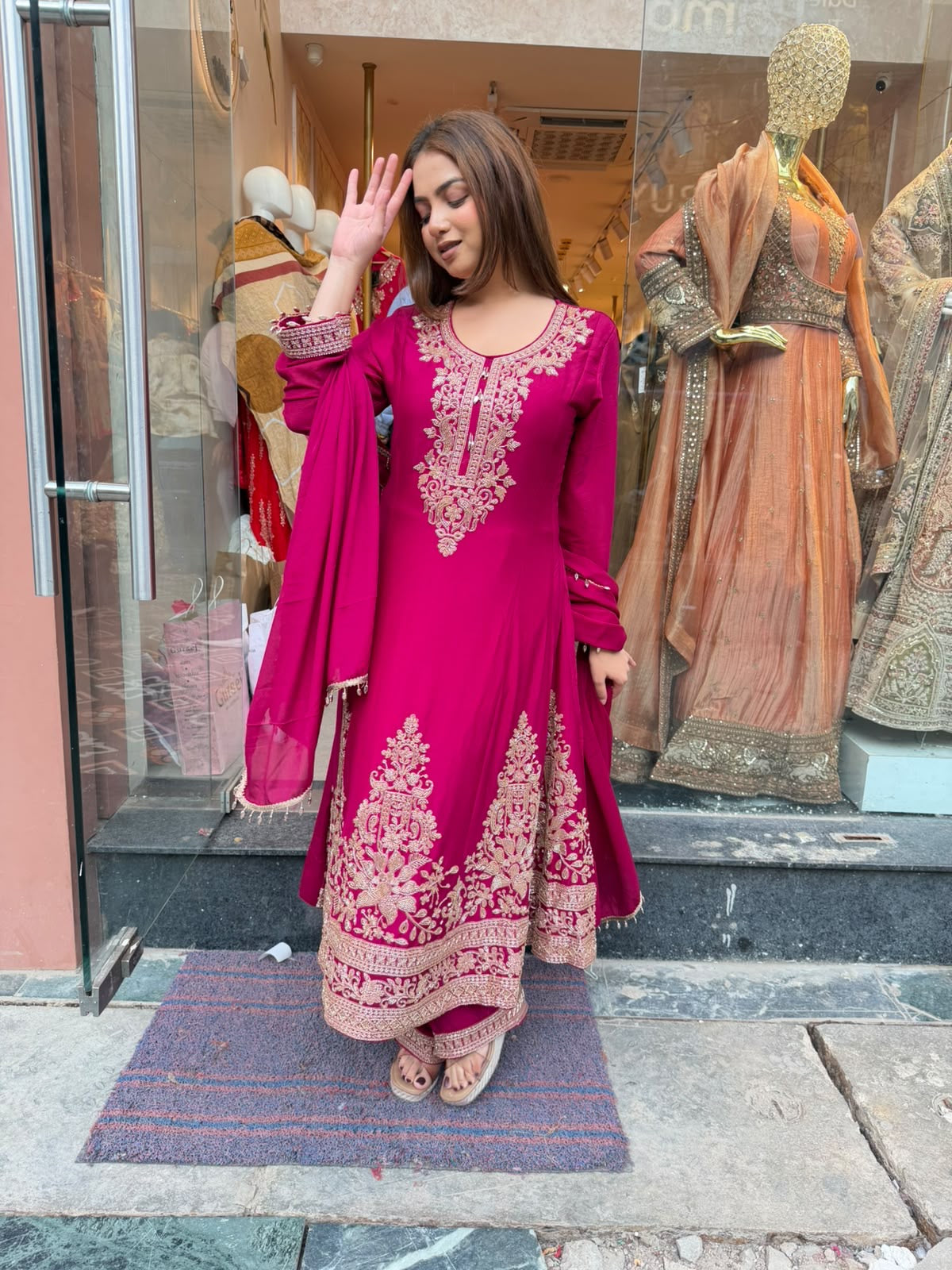 Royal Magenta Embroidered Anarkali Suit