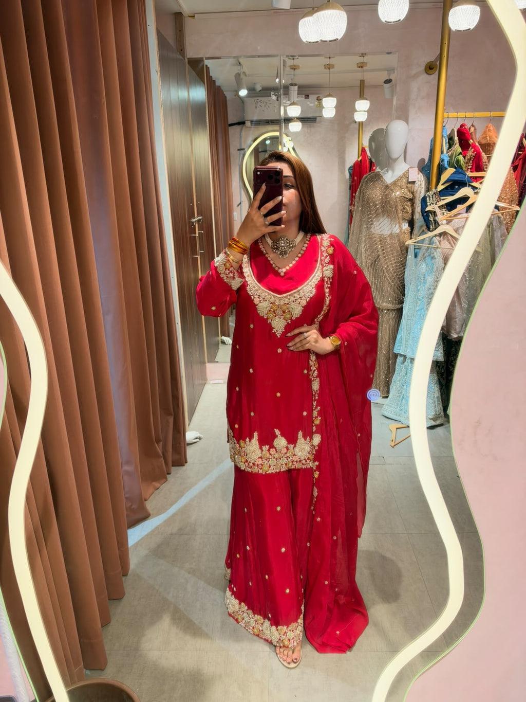 Traditional Embroidered Palazzo Suit with Dupatta