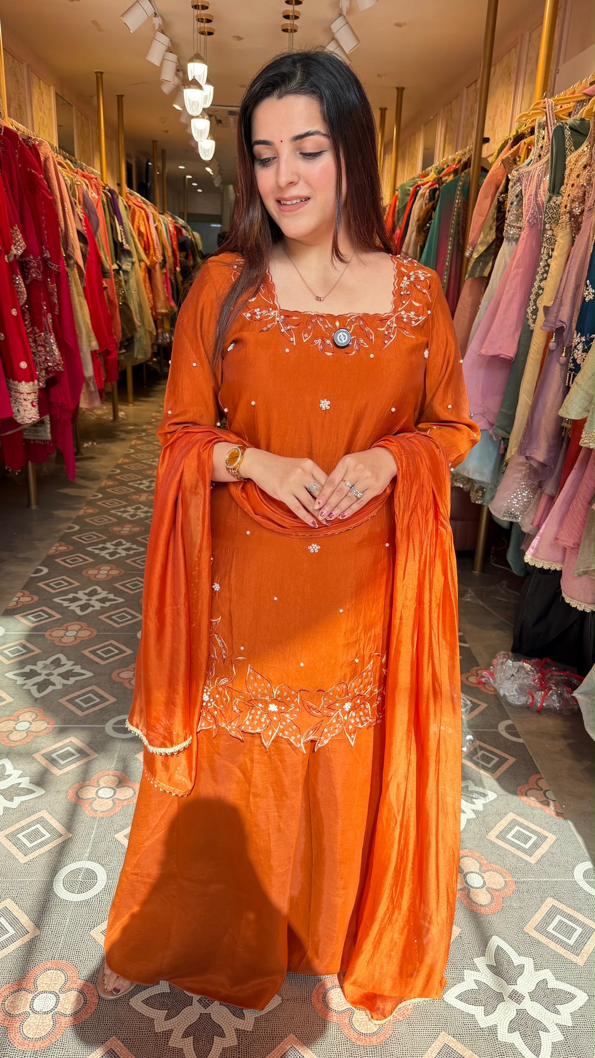 A-Line Kurta Set Sharara heavily flared with Dupatta