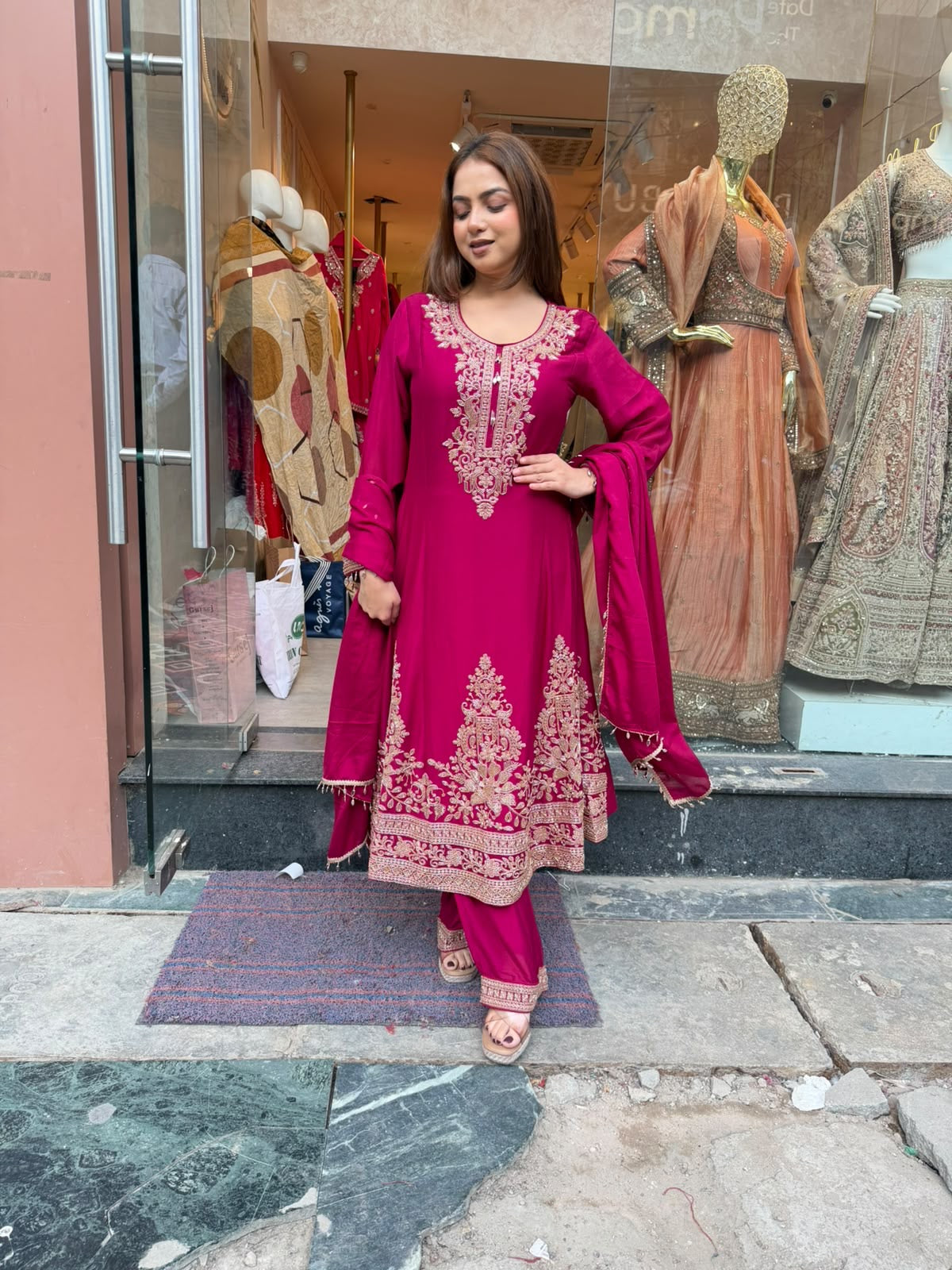Royal Magenta Embroidered Anarkali Suit