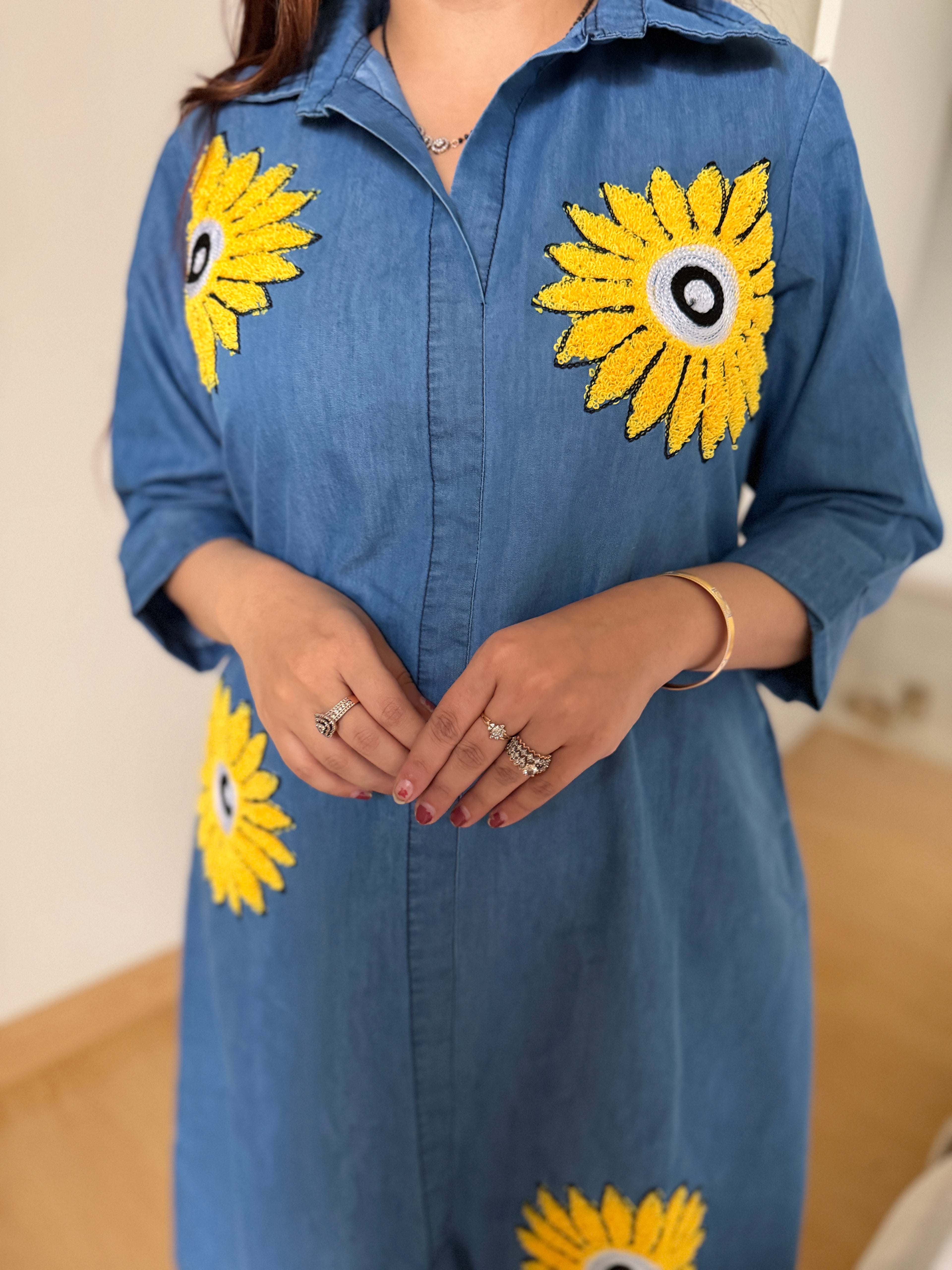 Denim sunflower dress