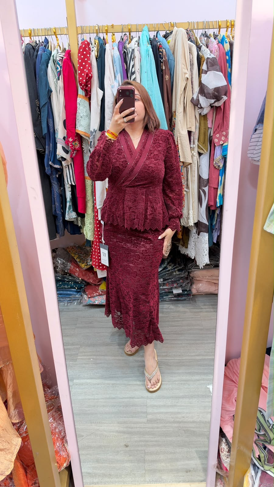 Elegant Lace Wrap-Style Maxi Dress