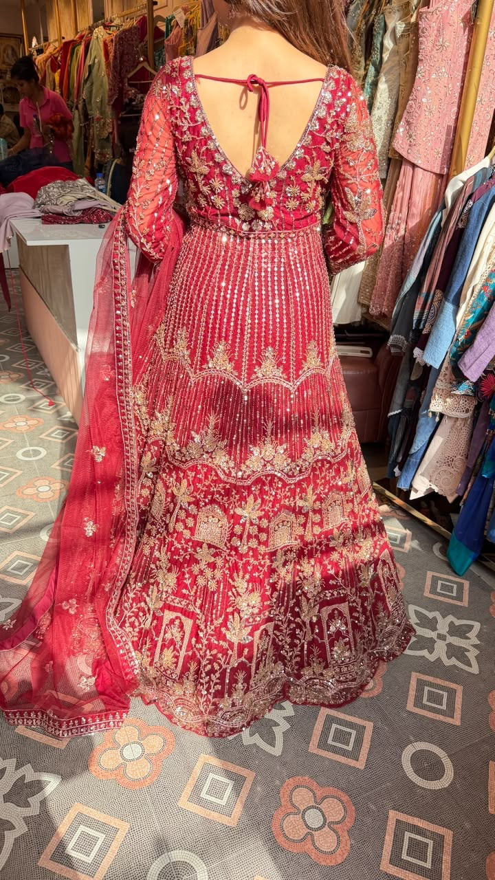 Red Bridal Floor-Length Anarkali Suit