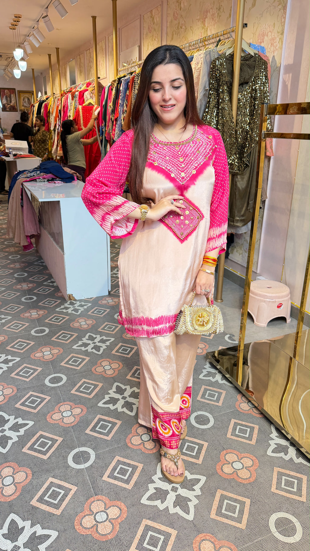 Pink & Blush Tie-Dye Printed Kurta with Straight Pants Set
