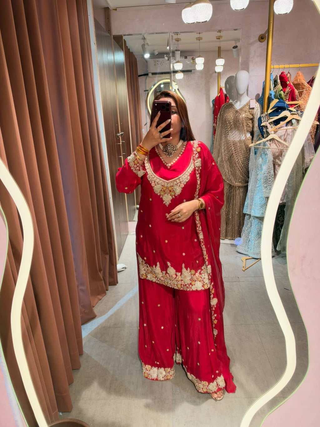 Traditional Embroidered Palazzo Suit with Dupatta