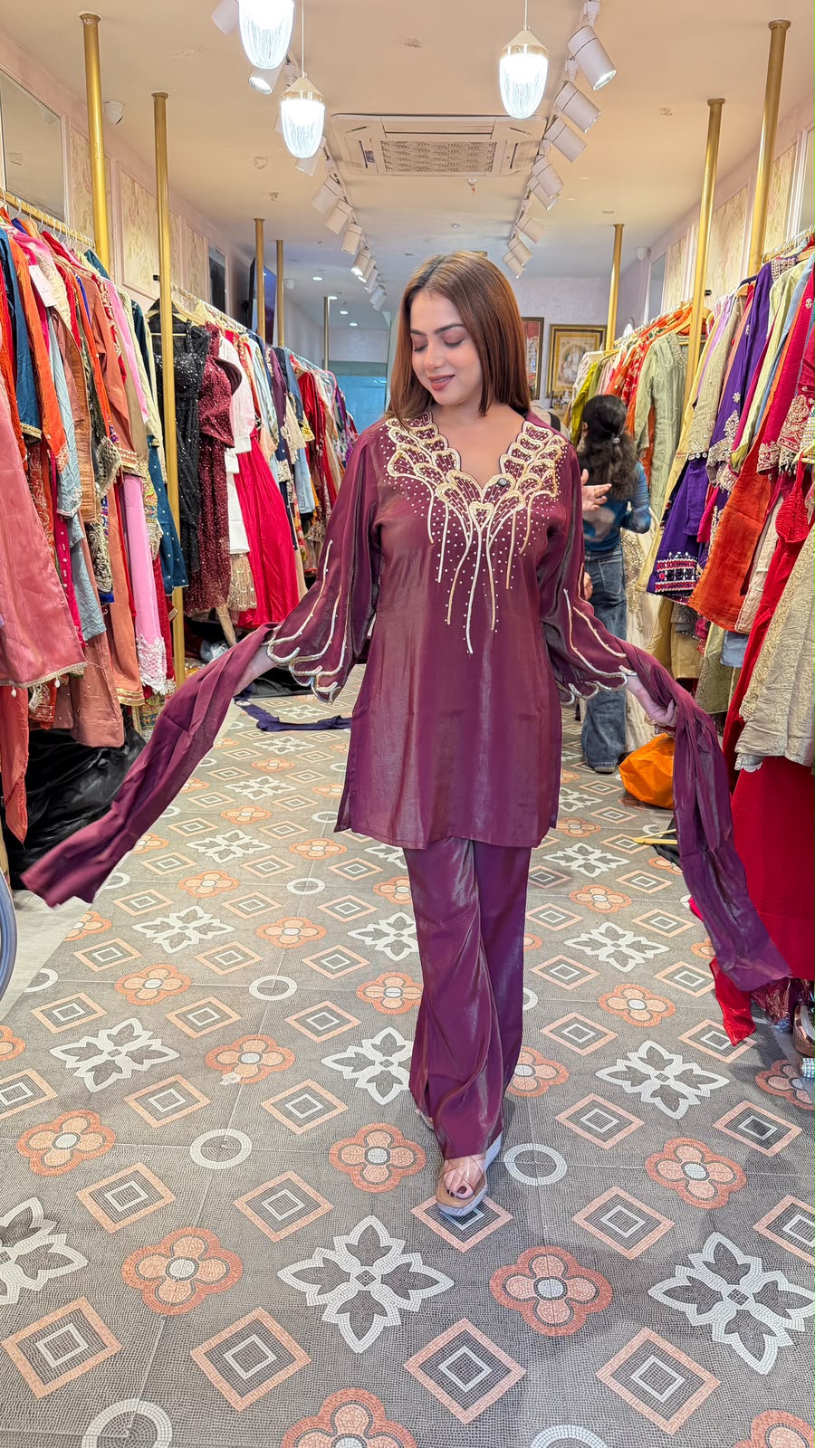 Elegant Embroidered Straight Kurta with Palazzo Set