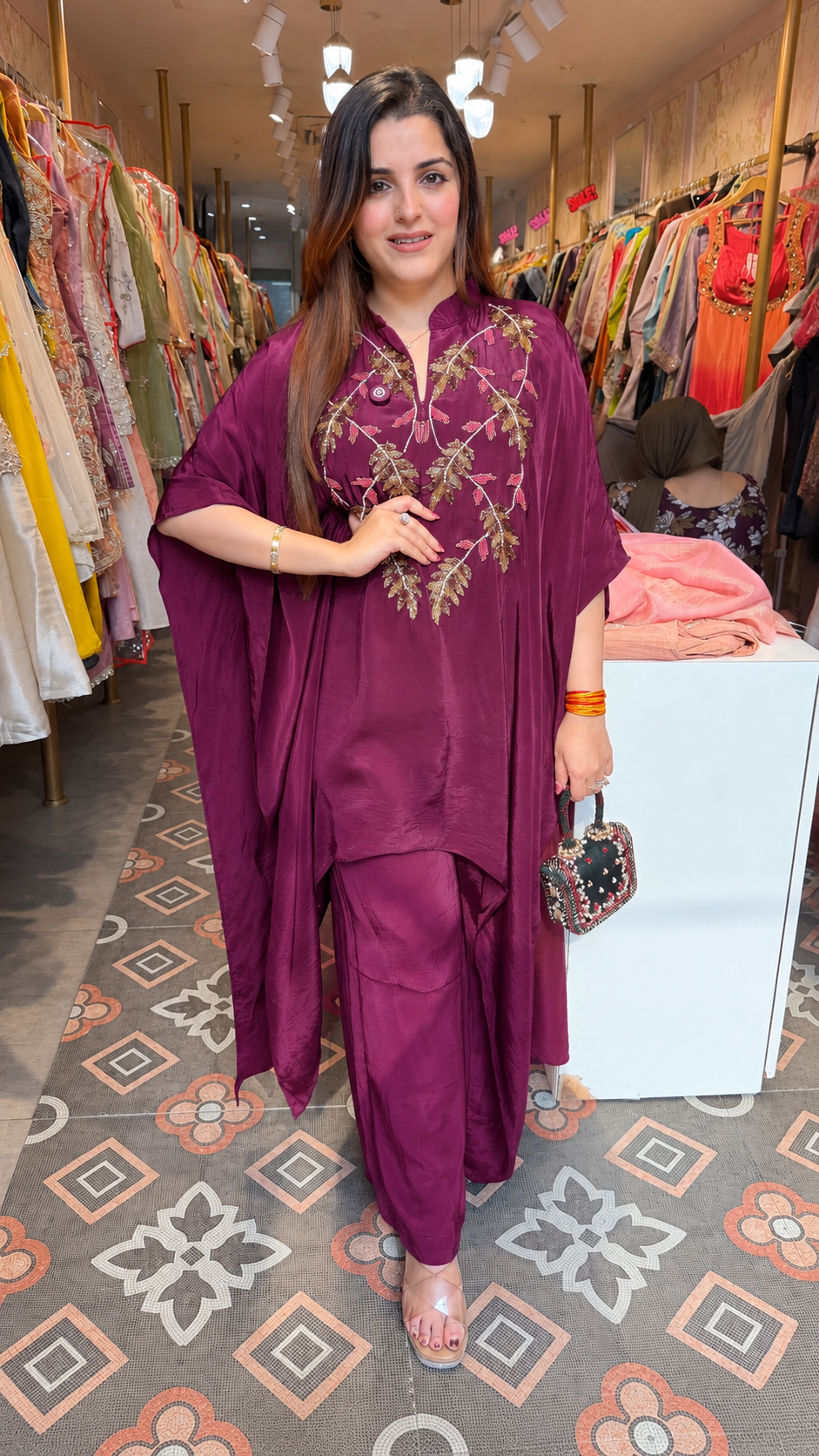 Emerald Embroidered Kaftan-Style Kurta Set