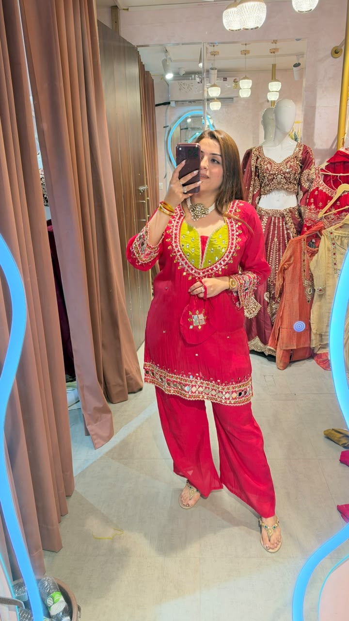 Mirror-Work Festive Kurta Set