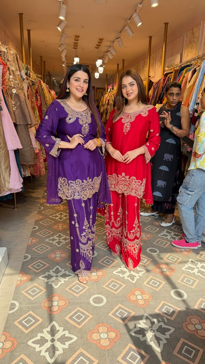Royal golden Embroidered Kurta & Palazzo Set