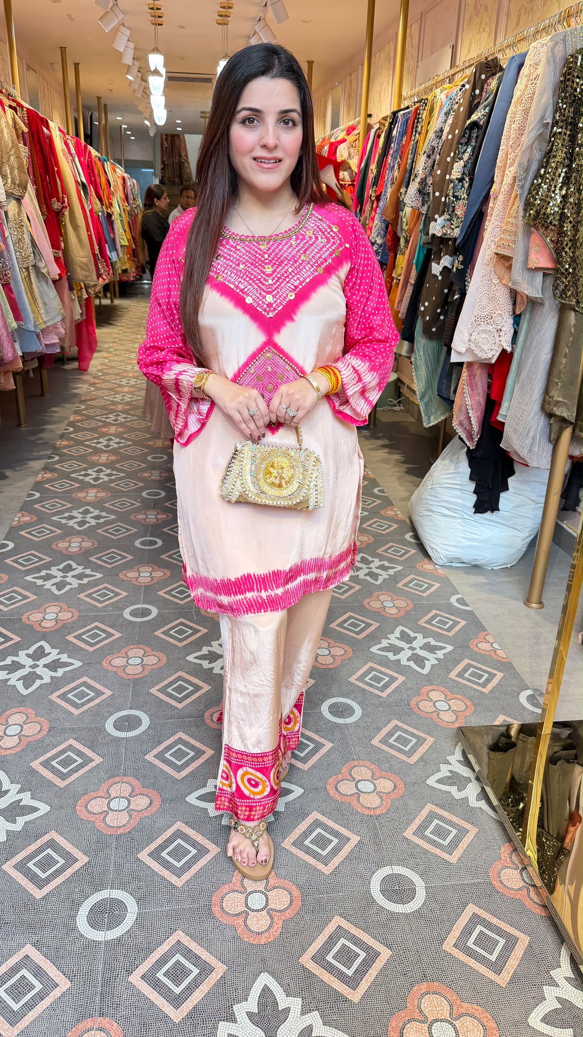 Pink & Blush Tie-Dye Printed Kurta with Straight Pants Set