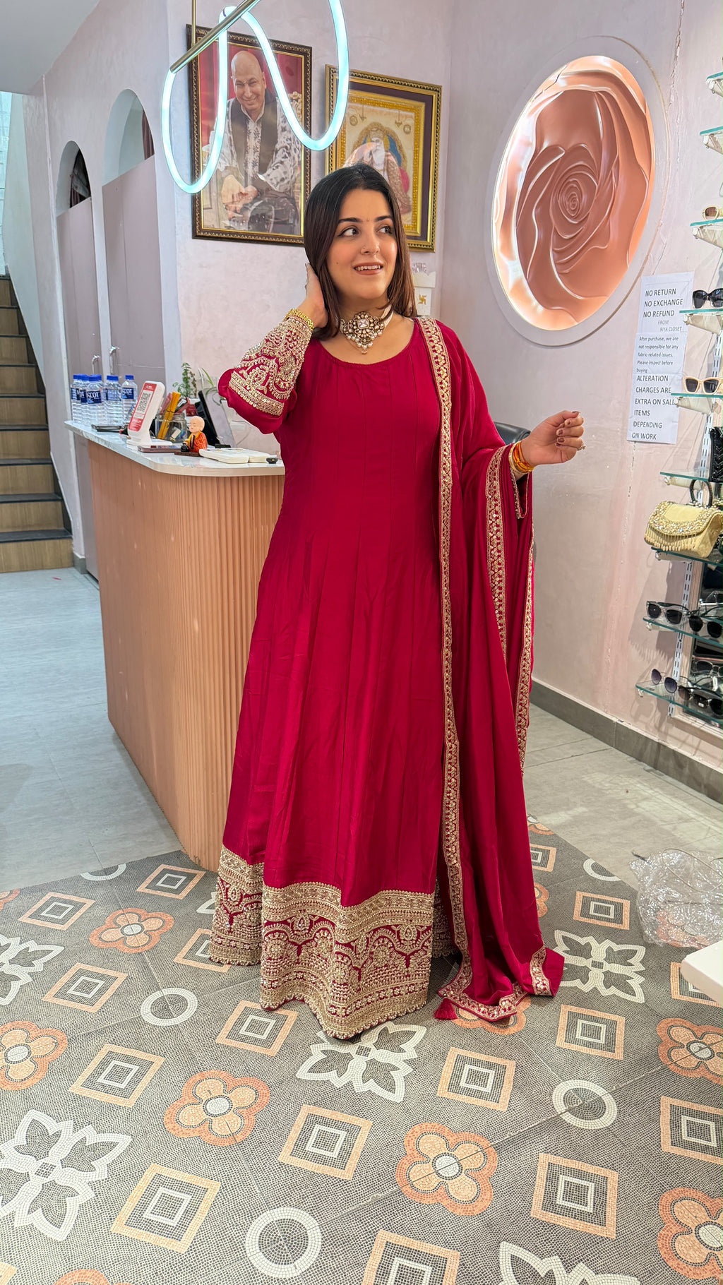 Floor-Length Anarkali Suit with Heavy Zari Border