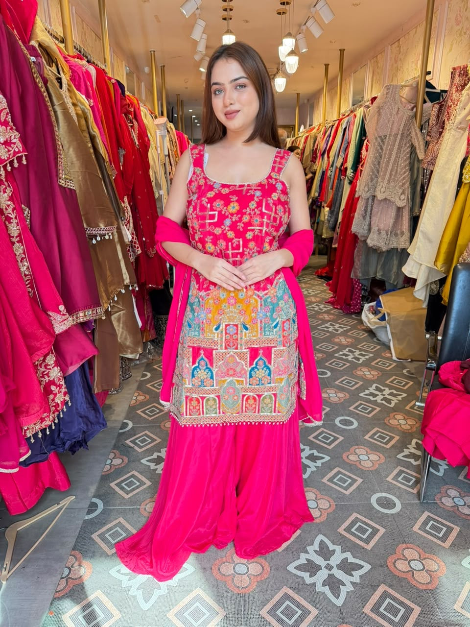Traditional Multicolour Embroidered Patiala Suit