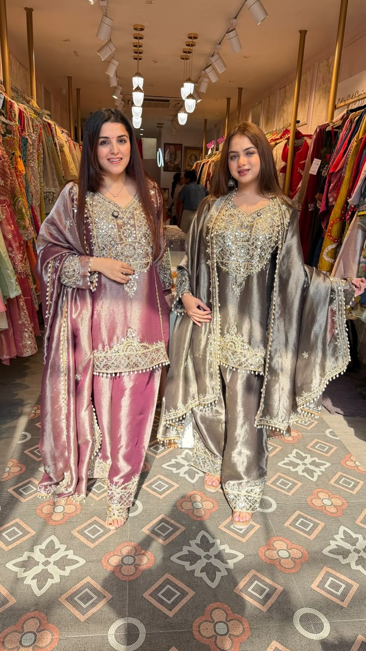Embroidered Punjabi Suit with Patiala Pants & Dupatta