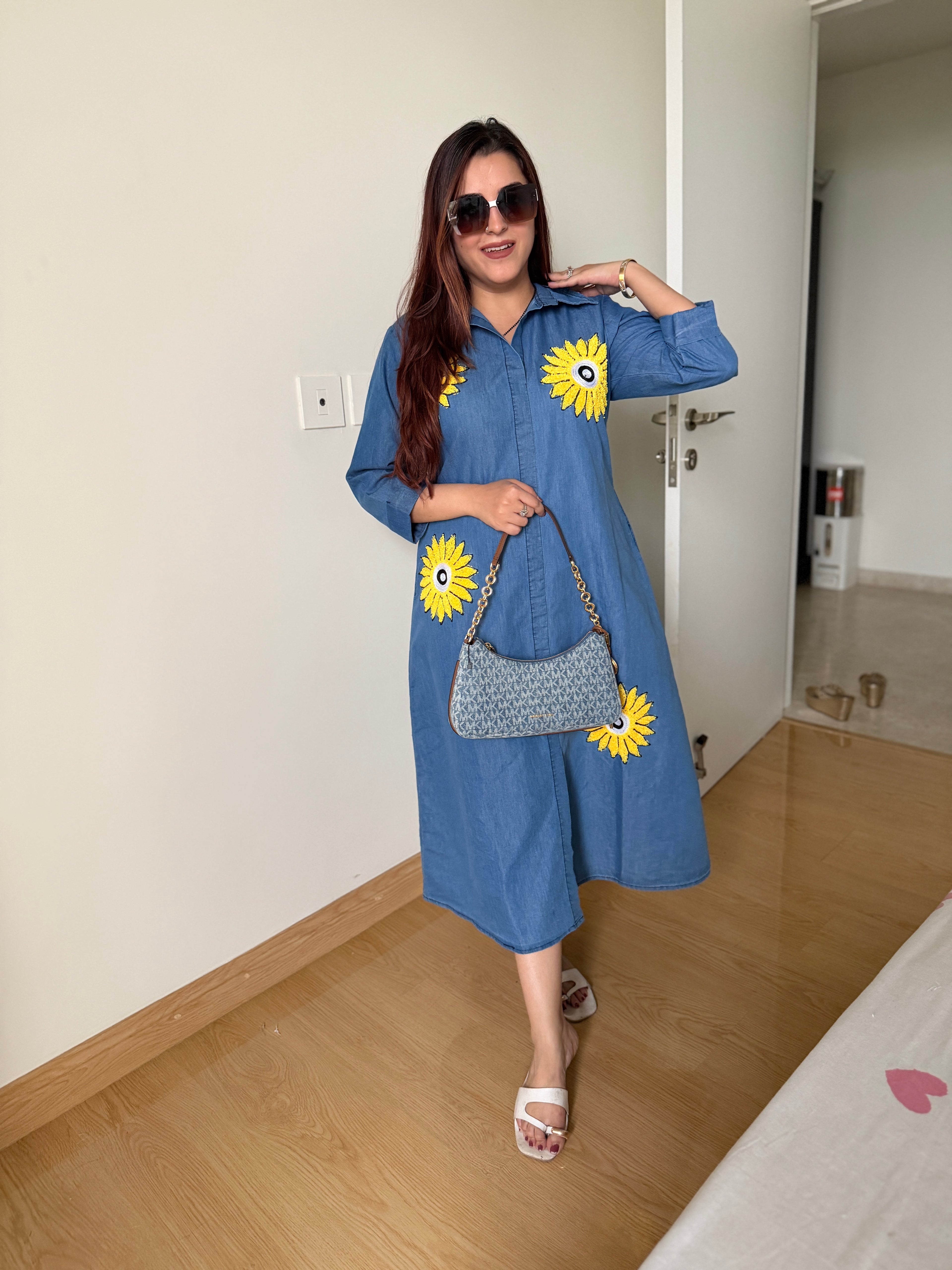 Denim sunflower dress