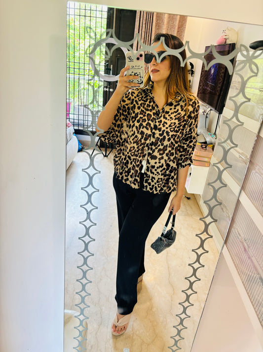 Leopard soft georgette shirt