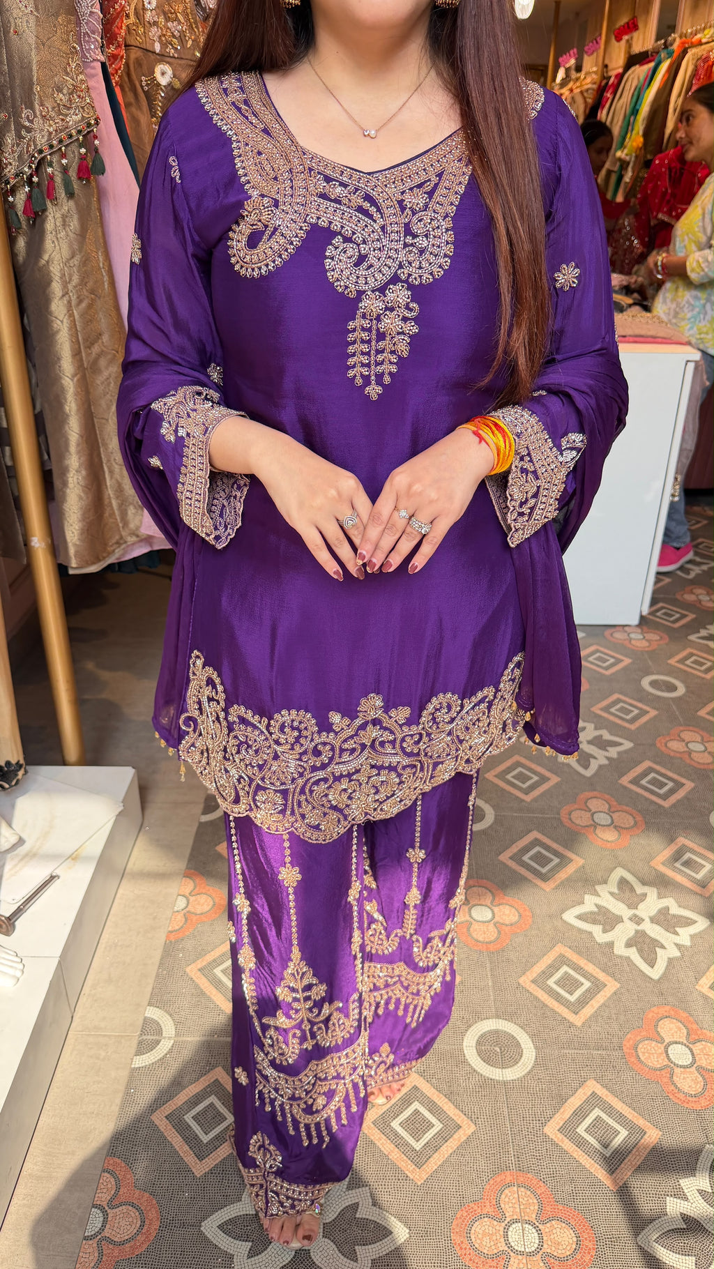 Royal golden Embroidered Kurta & Palazzo Set