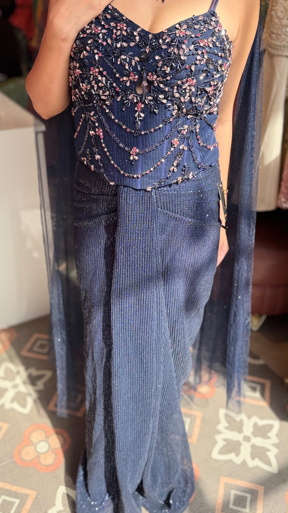 Sequin Corset Top with Wide-Leg Palazzo Pants