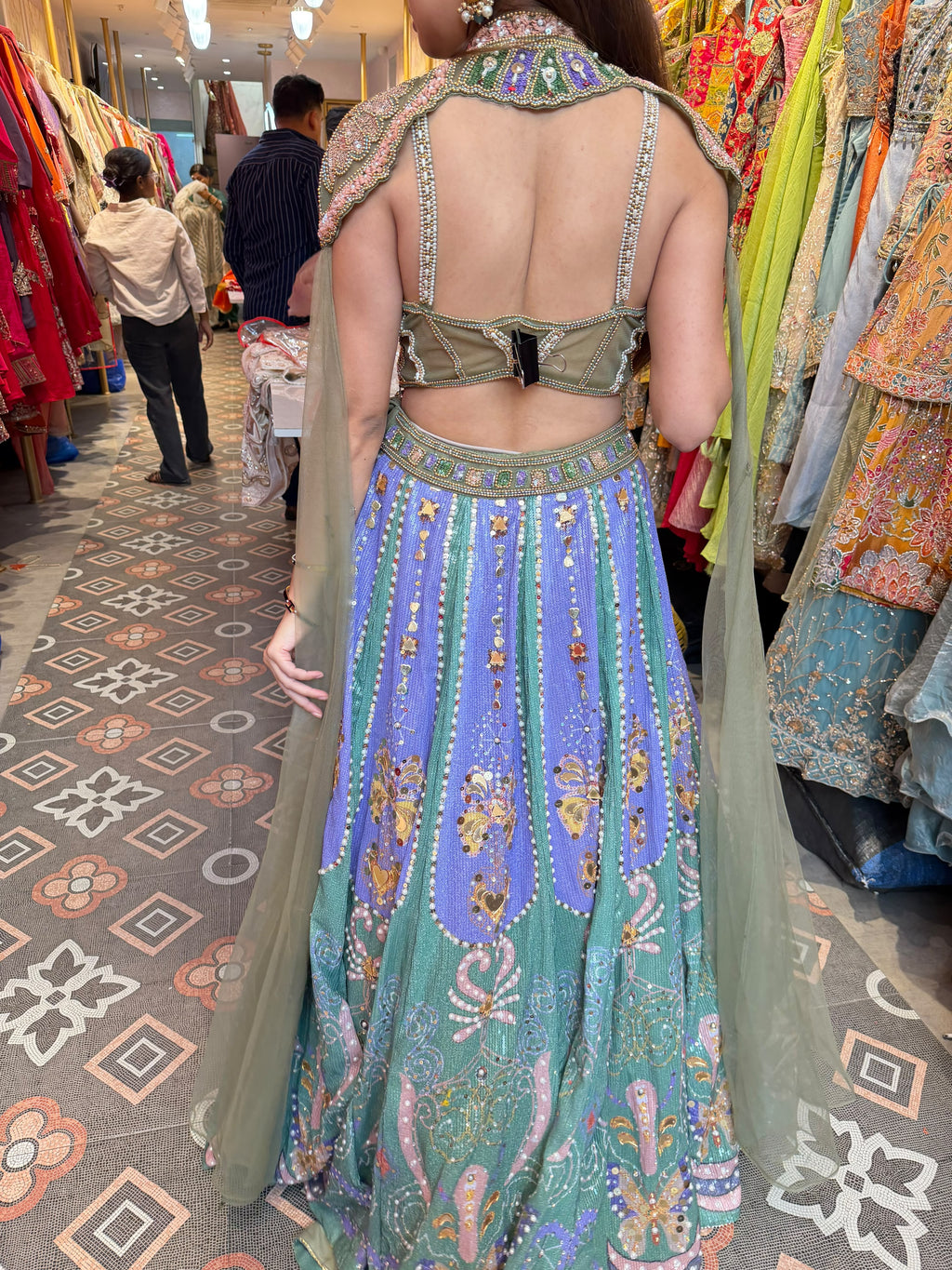 Multicolour Pastel Embroidered Lehenga Choli
