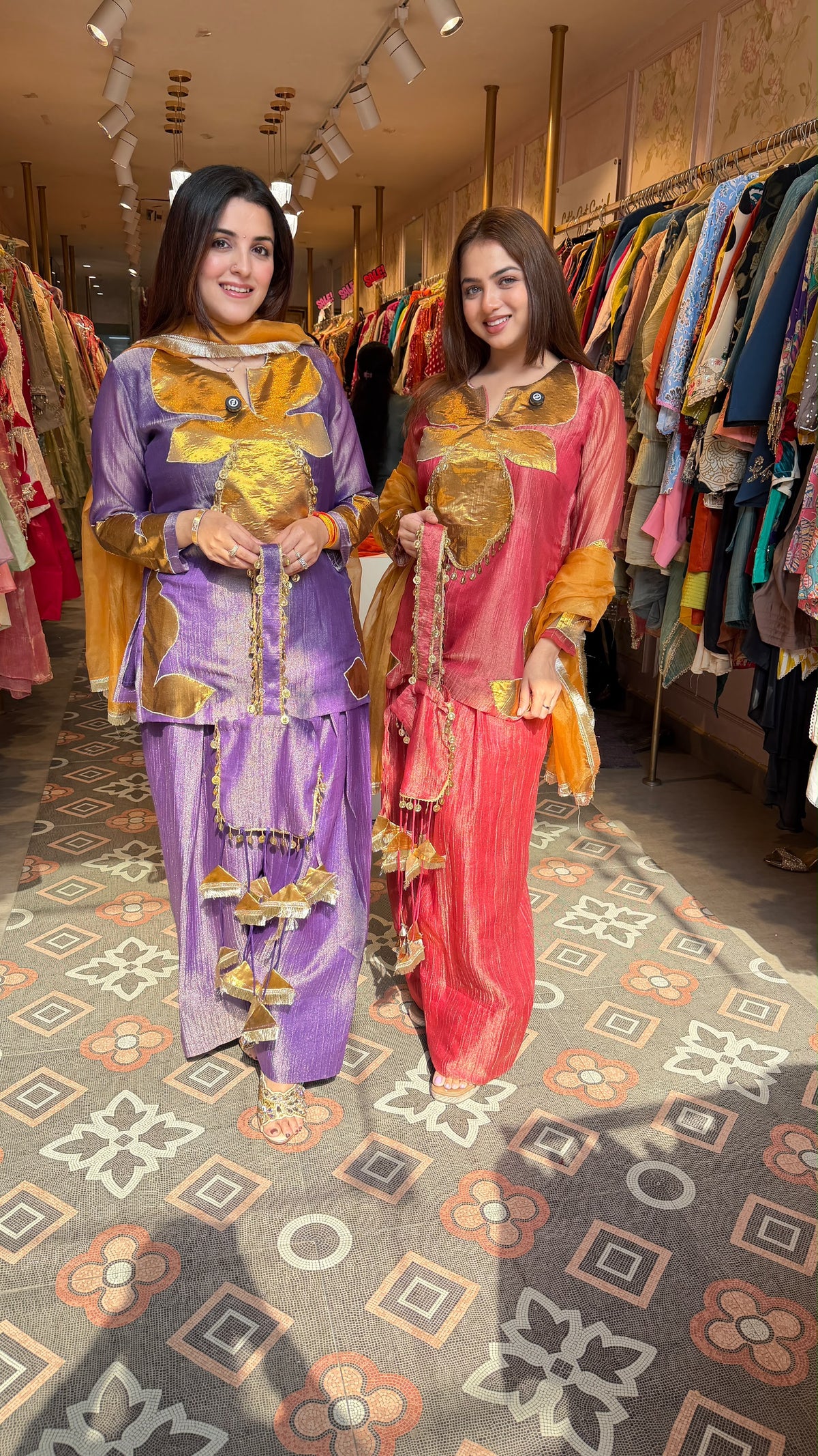 Peplum Kurta with Flared Pants & Organza Dupatta Set