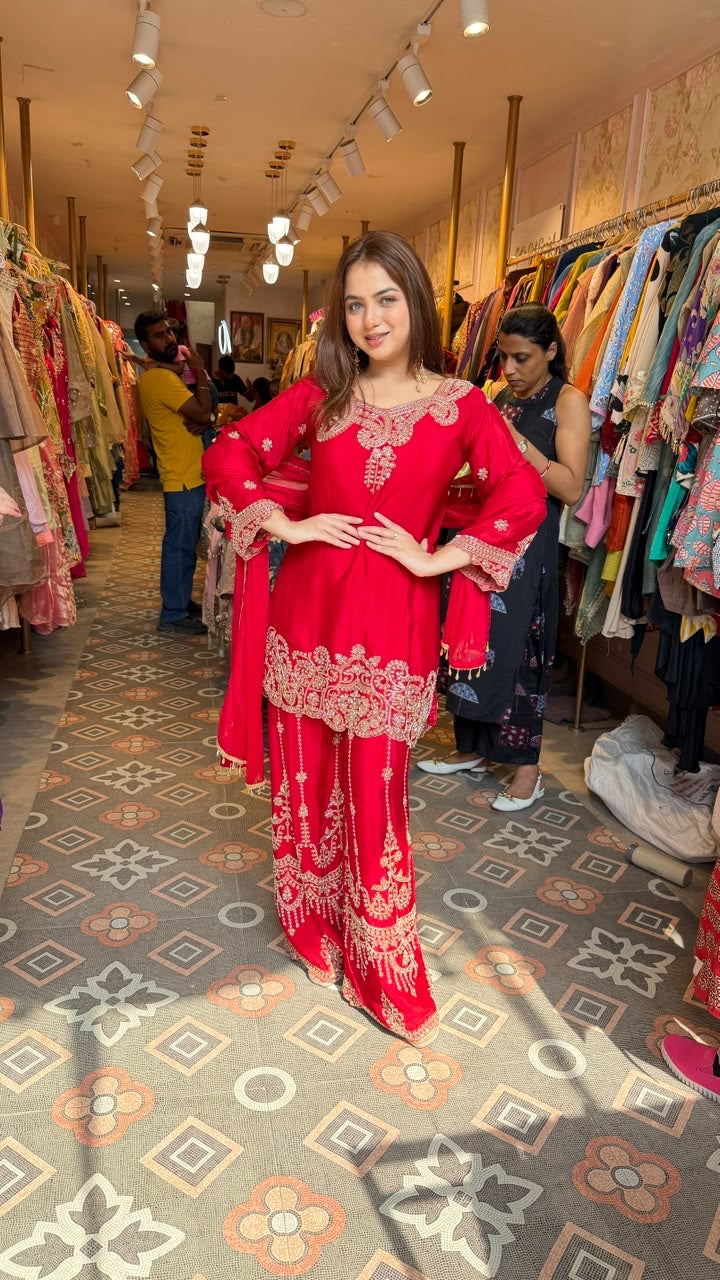 Royal golden Embroidered Kurta & Palazzo Set