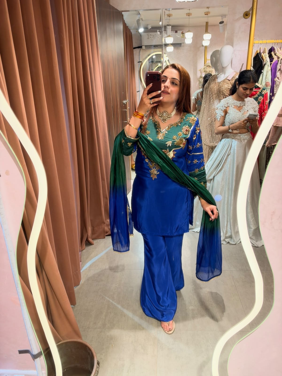 Embroidered Contrast Sharara Suit with Contrast Dupatta