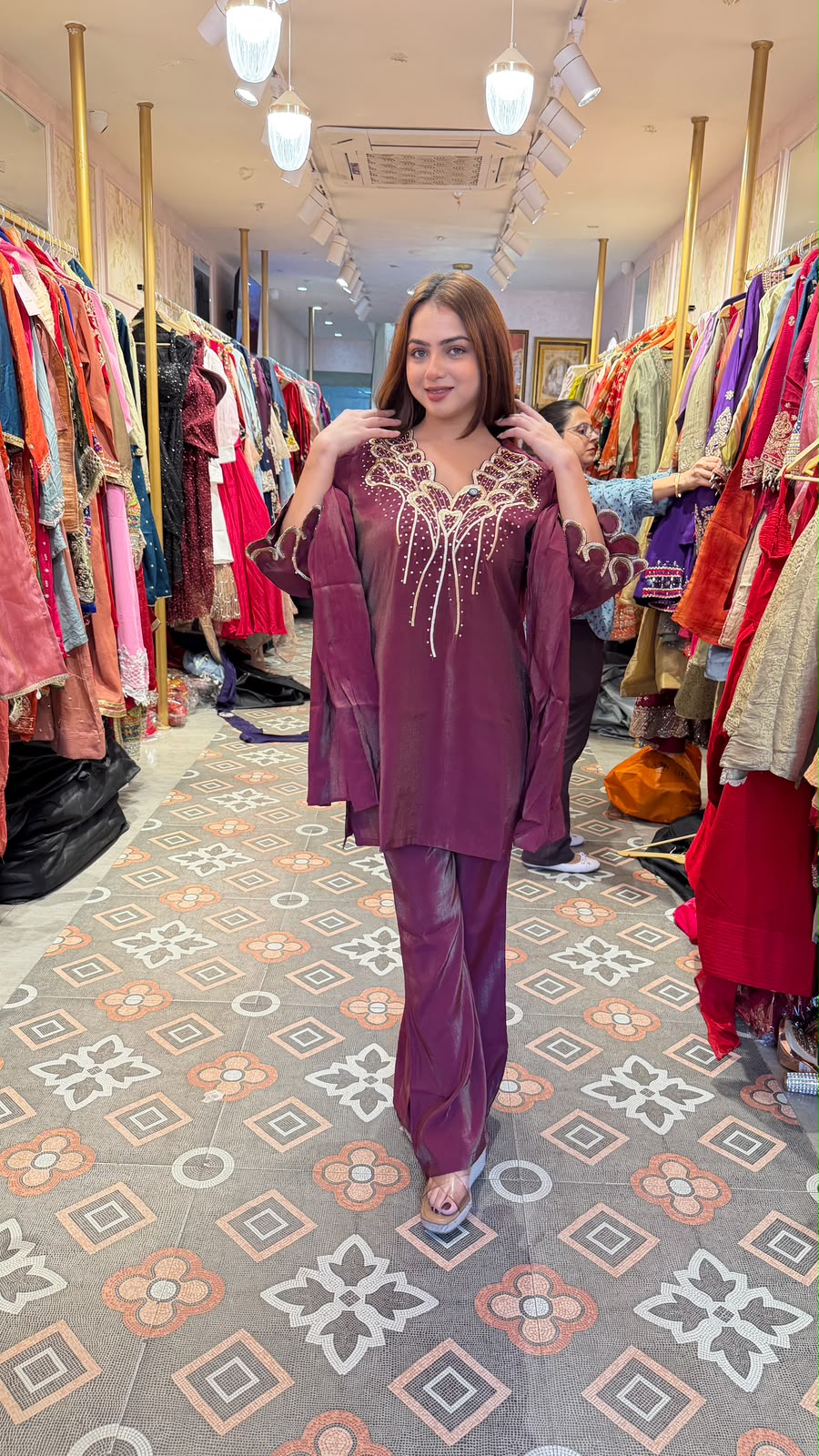 Elegant Embroidered Straight Kurta with Palazzo Set