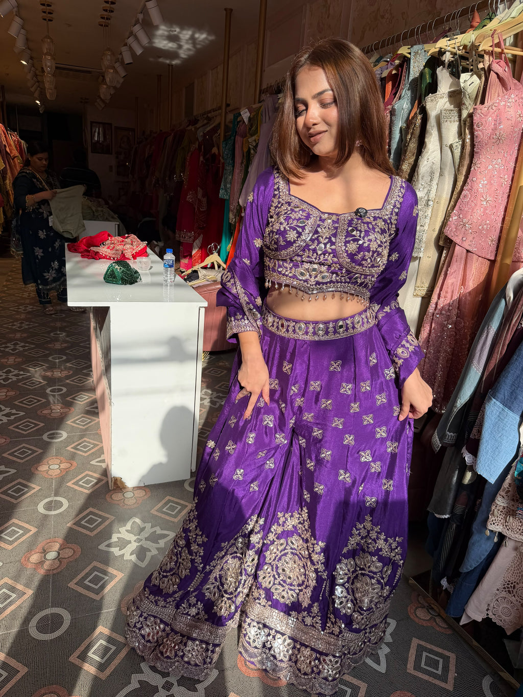 embroidered Blouse Indo-Western Gharara / Sharara Set