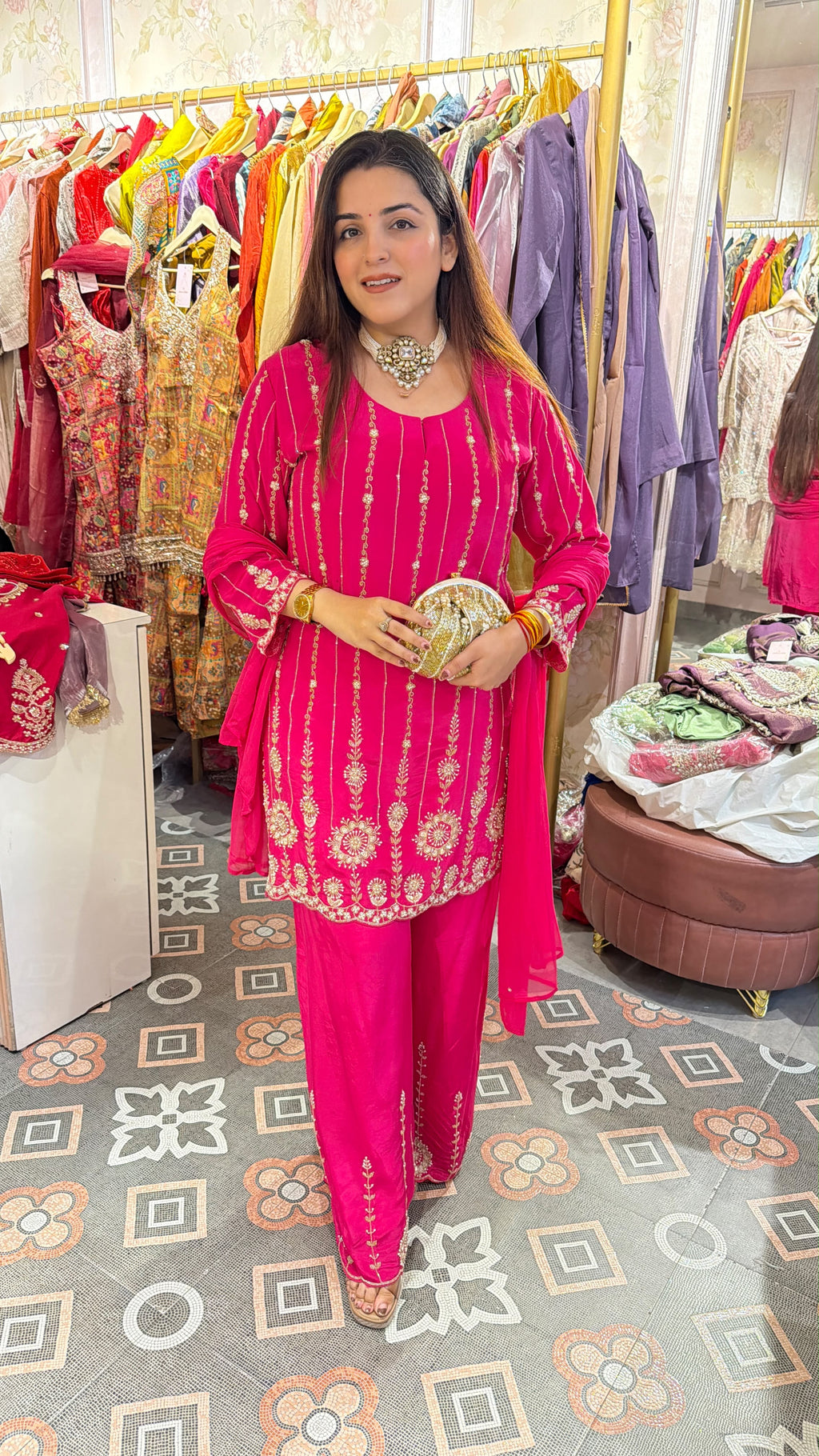 Designer Punjabi kurti palazzo Suit set