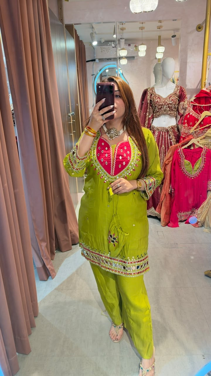 Mirror-Work Festive Kurta Set